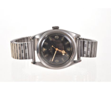 1950s gentlemen's Rolex Oyster Perpetual Precision wristwatch with black dial, luminous hands with Mercedes-type hour hand, c