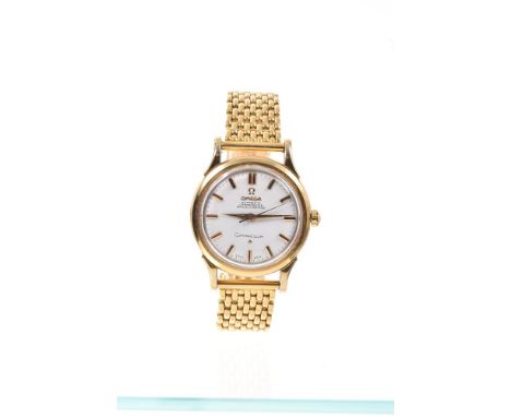 1950s gentlemen's gold (18ct) Omega Automatic Constellation wristwatch with white dial, baton numerals and dagger hands and c