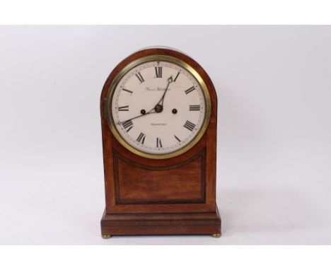 19th century dome-top bracket clock with painted dial, signed - Frank Robotham Hampstead, with twin fusee movement striking o