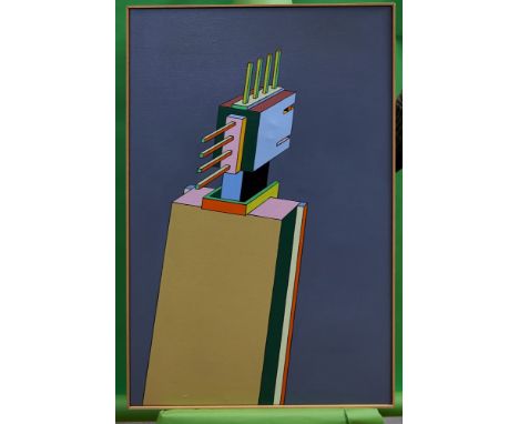 Ron Sims (1944-2014) acrylic on canvas - Punk Fan (Siouxie And The Banshees), framed, a related pencil sketch attached verso,