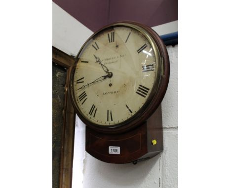 Regency drop-dial wall clock with circular painted dial, by John Moore &amp; Son, Clerkenwell London, single fusee movement i