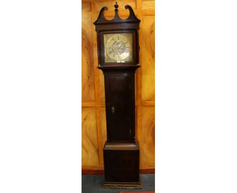 Early 18th century eight day longcase clock, by Sam Holyar London, square brass dial with cherub spandrels, subsidiary second