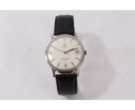 1960s gentlemen's Omega Seamaster 600 wristwatch with silvered dial with date aperture and centre sweep seconds, on leather s