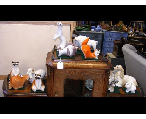 Collection of eleven USSR ceramic animals, including racoons, etc. 