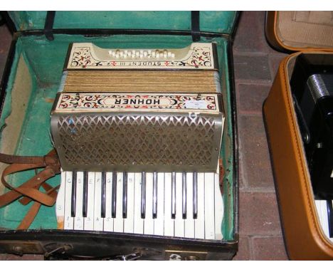 An early Hohner Student III piano accordion 
