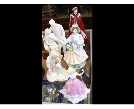 Royal Worcester figure of "The Queen", together with Royal Doulton and other 