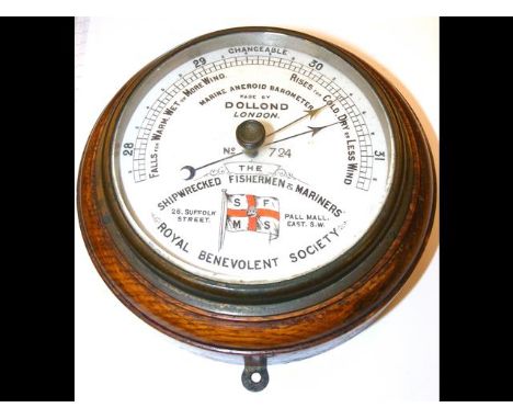 A Dolland marine aneroid barometer "Shipwrecked Fishermen & Mariners Royal Benevolent Society" CONDITION REPORTWORKS OK