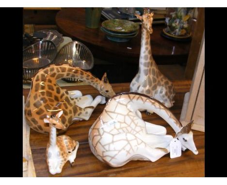 Four USSR ceramic giraffes 