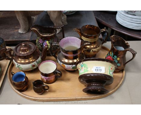 A quantity of Lustre ware including Teapot, Jugs, etc.