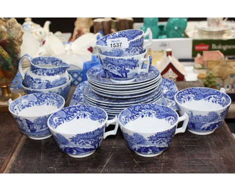 A Copeland Spode blue and white Italian part Teaset, comprising six Cups and saucers, six Tea Plates, Milk Jug, Sugar Bowl an