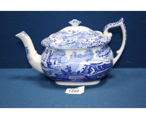 A Copeland Spode Italian blue and white Teapot.