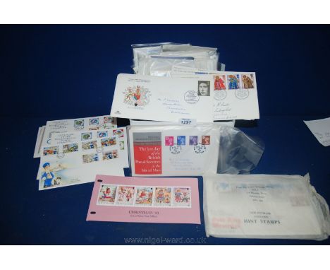 A quantity of First Day Covers with postmarks for Isle of Man, Bethlehem, Llandeilo, Birmingham, Edinburgh, etc., subjects in