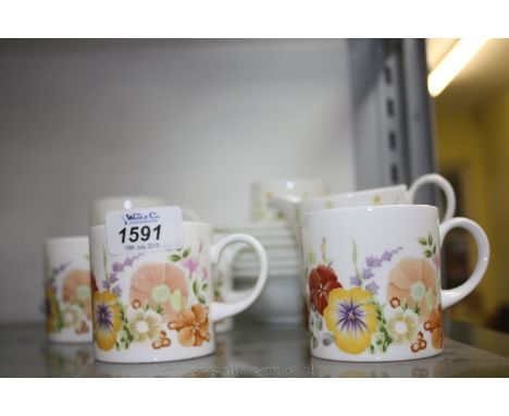 A quantity of Wedgwood 'Summer Bouquet' china including six coffee cups and saucers, six fruit dishes, sugar bowl and milk ju