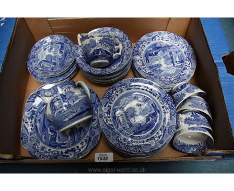 A Copeland Spode blue and white Italian part Dinner Service comprising twenty 7 1/2'' Side Plates, six Tea Plates, three Sauc