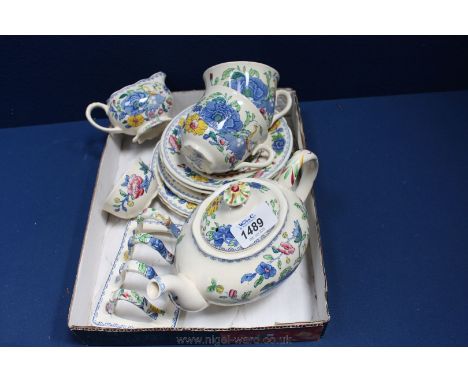 A quantity of Mason's ''Regency'' tableware including cups, saucers, teapot, toast rack, tea plates, milk jug and sugar bowl.