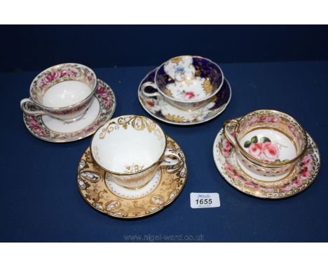 Four pretty Cabinet Cups and Saucers including Coalport etc.