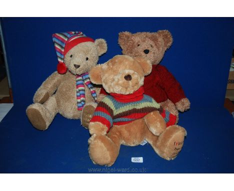 Three House of Fraser Teddy Bears dated 2004, 05 and 06