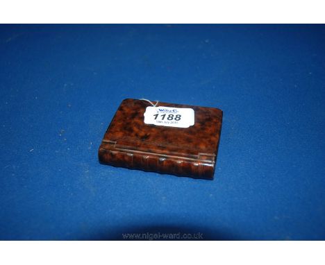 A Tortoiseshell book shaped Snuff/tobacco Box, 2 1/2" x 3 1/4"