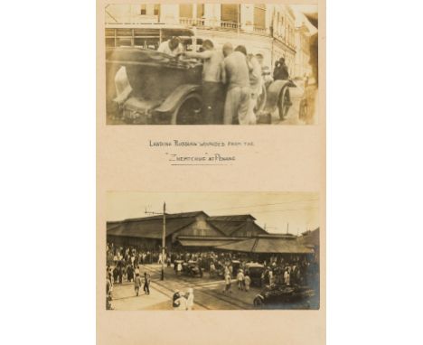 China, Singapore and Australia.- Photograph album of the 1911 voyage of the Medway, c.65 gelatin silver prints, laid down, fa