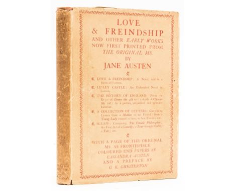 Austen (Jane) Love &amp; Friendship and other Early Works, first edition, half-title, frontispiece, pictorial endpapers, orig