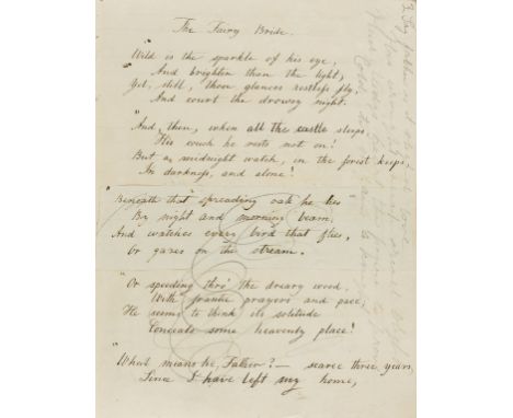 NO RESERVE Unpublished Poetry.- The Fairy Bride [&amp;] Otto and his Wife, a Bavarian Legend and other Poems, manuscript, tit