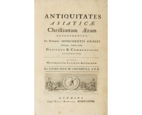 Levantine monumental inscriptions.- Chishull (Edmund) Antiquitates Asiaticae..., first edition, engraved title-vignette, 2 pl