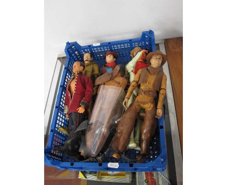 A Quantity of 1960's 12inch Action Figures, by Marx and others including Secret Agent, Cowboys, Indians, Gold Knight, all pla