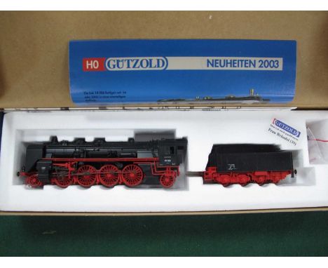 A Gutzold "HO" Gauge Ref No. 48200 Class BR19 2-8-2 DB Railway Steam Locomotive, with eight wheel tender, finished overall bl