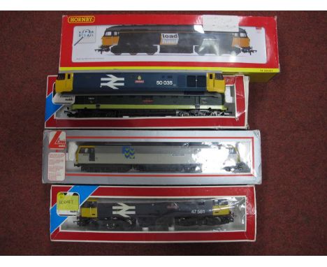 Four "OO" Gauge/4mm diesel Locomotives, a Hornby class 47 Co-Co BR blue "Great Eastern" R/No 47581 (fair, poor box) a Hornby 