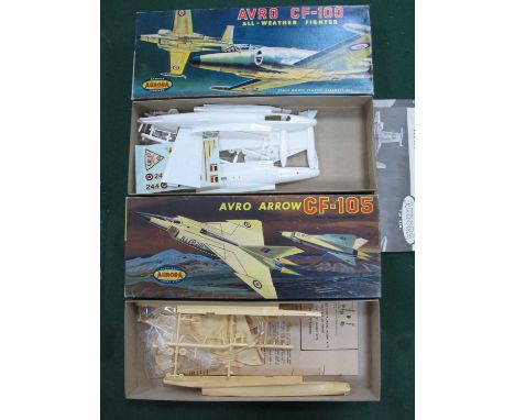 Two Plastic Model Kits by Aurora. Kit No. 124 Avro Arrow CF-105, Kit No. 137 Avro CF-100, loose parts noted off sprues, bidde
