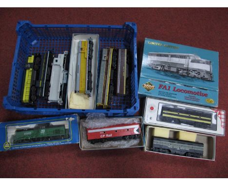 Eleven 'HO' Gauge U.S.A Outline Diesel Locomotives, (six boxed, five loose), comprising Athern EMD SD-9, four "B Units" for C