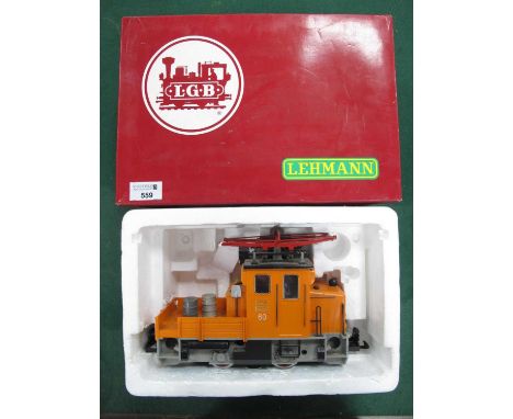 A L.G.B 'G' Gauge Ref No 2033 "Schoema" Electric 0-4-0 Work Locomotive, single pantograph; finished overall orange/grey with 