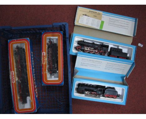 Four Marklin "HO" Gauge Three Rail DB Railways Steam Locomotive, comprising Ref No. 3003 2-6-0 with six wheel tender R/No. 24