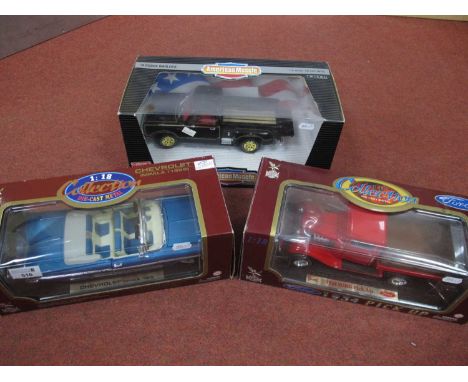 Three Boxed 1:18th Scale American Outline Diecast Model Vehicles comprising of Ertl #7383 '78 Dodge Warlock (missing/damage t