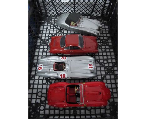 Four 1:24th scale highly detailed diecast model vehicles by The Danbury Mint, Franklin Mint to include, 1967 Volkswagen Karma