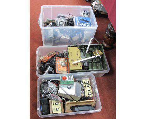 A quantity of model railway electronic control devices to include Helmsman model rail LGB, Fleischmann MSF-TRAFO 6735, Hornby