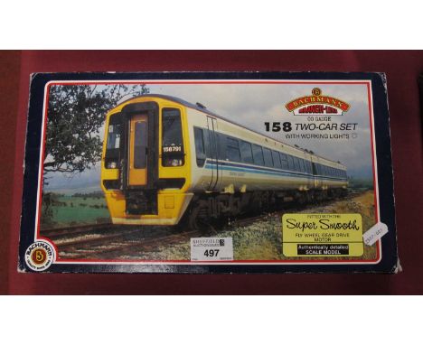 A Bachmann "OO" Gauge/4mm Ref No. 31-502 Class 158 Two Car D.M.U Set, WYPTE Metro livery R/No.s 52908 and 57906, good U/T box