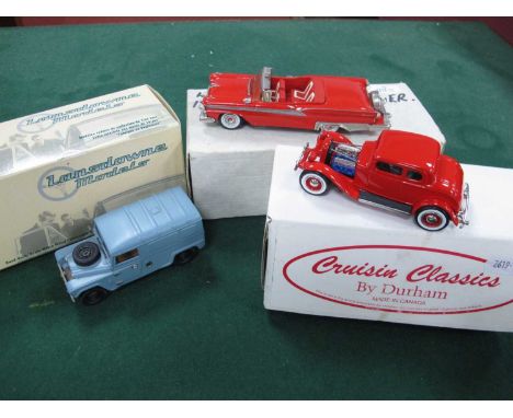 Three 1:43 Scale Diecast / White Metal Model Cars, comprising of Landsdowne Models #LDM .40 1960 Austin Gipsy Long Wheel Base