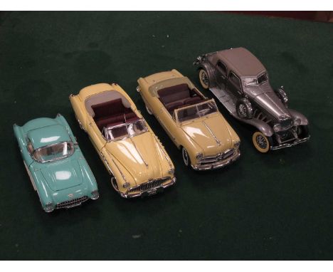 Four 1:24th scale highly detailed diecast model vehicles by The Danbury Mint, Franklin Mint, all with an American theme, to i