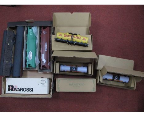 Six Darstead 'O' Gauge/7mm Boxed New Tank Wagons (Without Bogies), plus two "Weaver "U.S.A outline boxed hoppers; a Rivarossi
