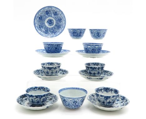 Chinese cups and saucers, 18th century, diameter of the saucers is 12 cm., chip and hairline