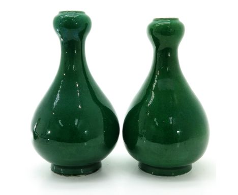 Crackleware ground, marked with double ring on bottom, 32 cm. tall.