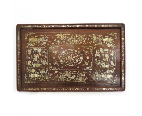 Inlay mother of pearl in floral designs, 62 x 39 cm.  This item may not be shipped outside the European Union.