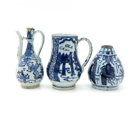 Including kendi, pitcher, and vase, Kendi is 19 cm., in diverse conditions.