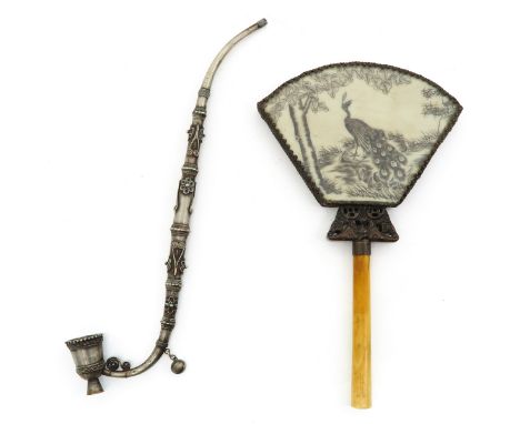 Mirror decorated with peacocks, pipe is 30 cm. long.