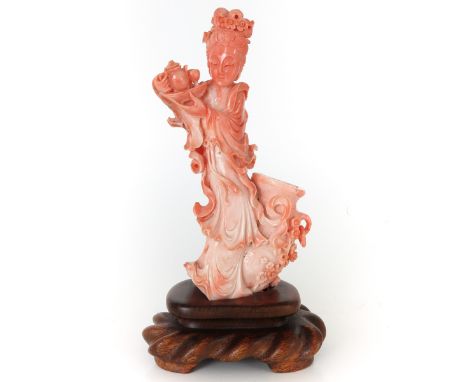 Depicting lady holding tea service, 20 cm. tall, total weight is 427 gram.