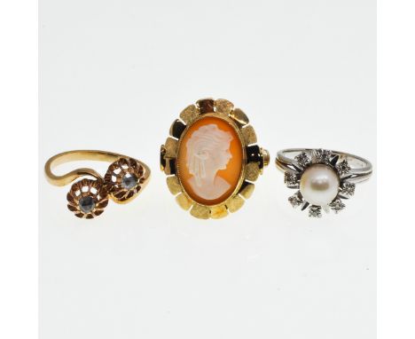 Including Cameo, diamonds, and pearl, largest ring size is 18.