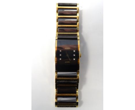 LADIES RADO DIASTAR JUBILÉ CERAMIC WRISTWATCHthe black dial with six diamond markers, the backplate numbered 153.0789.3 and 1