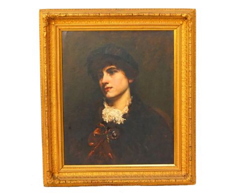 EUROPEAN SCHOOL (19th century)possibly Pre-Raphaelite, portrait of a young lady, oil on canvas, in gilt frame, 60cm x 50cm 
