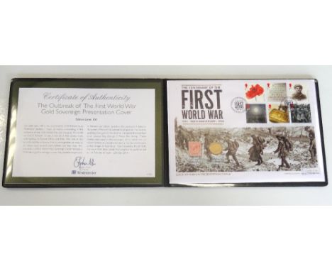 THE CENTENARY OF THE FIRST WORLD WAR GOLD SOVEREIGN COVER1914 100th Anniversary 1918, the stamped cover also bears a George V